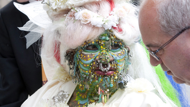 Illustration for article titled World's Most Pierced Woman Weds In Holey Matrimony